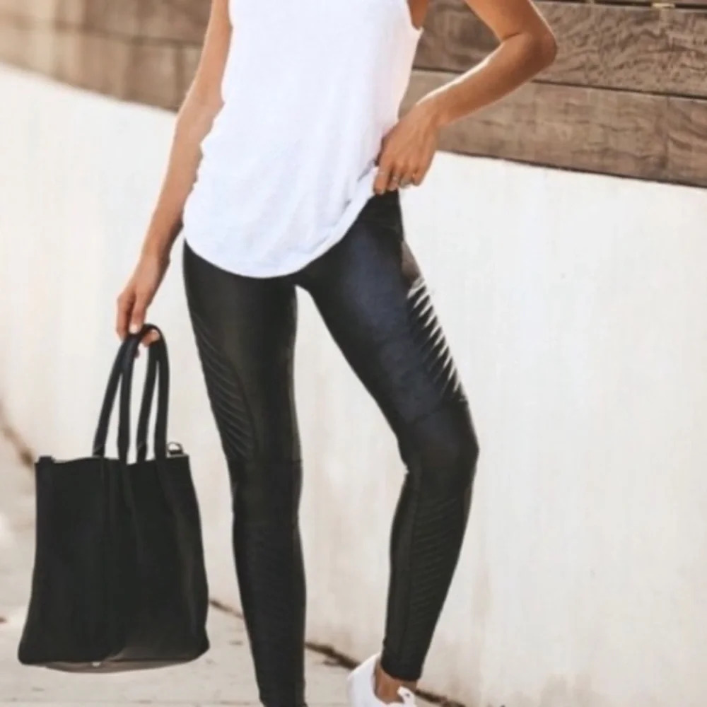 Spanx Faux Leather Moto Leggings